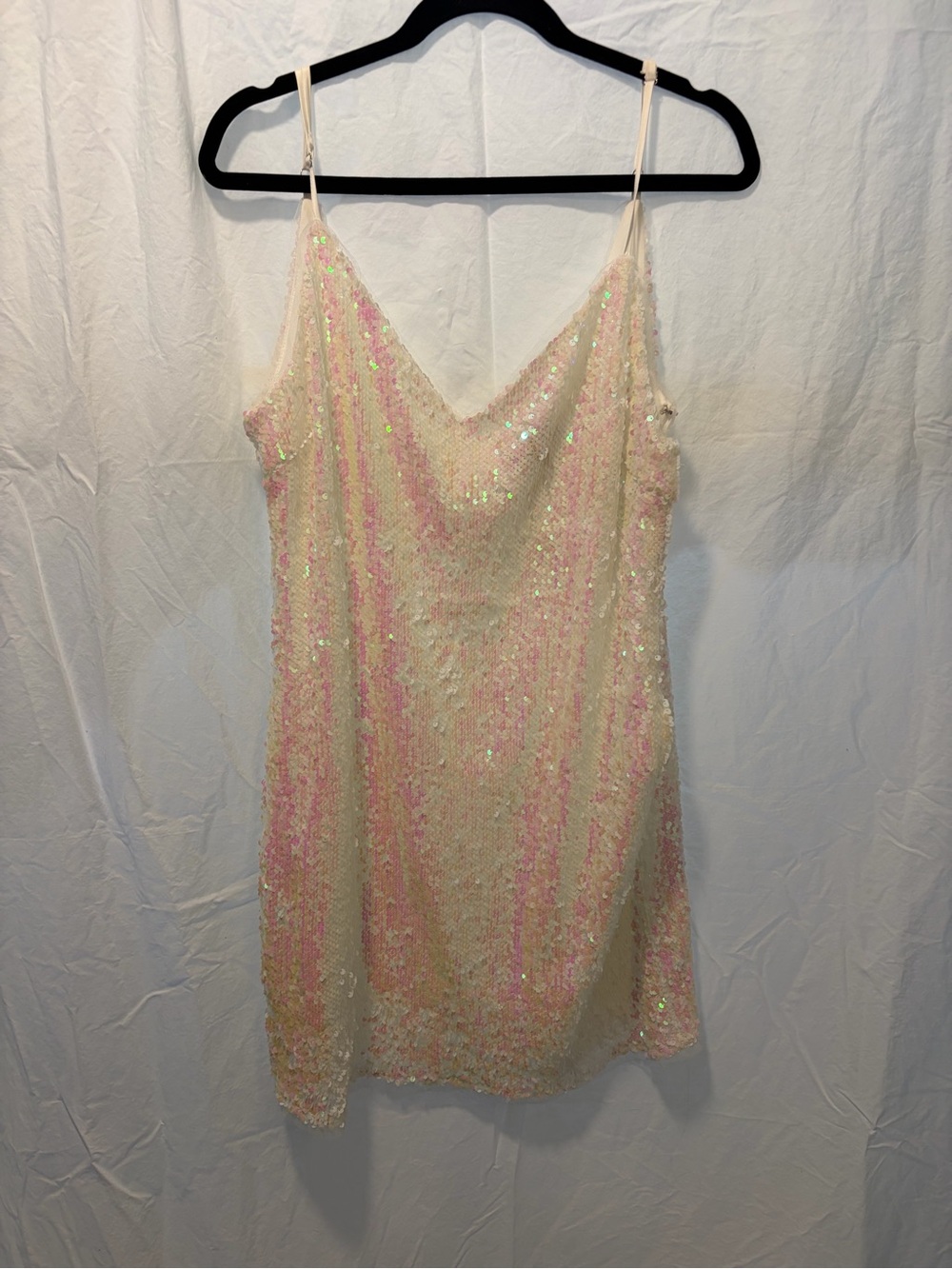 Lulus sequin Slip Dress - Iridescent Pink Cream